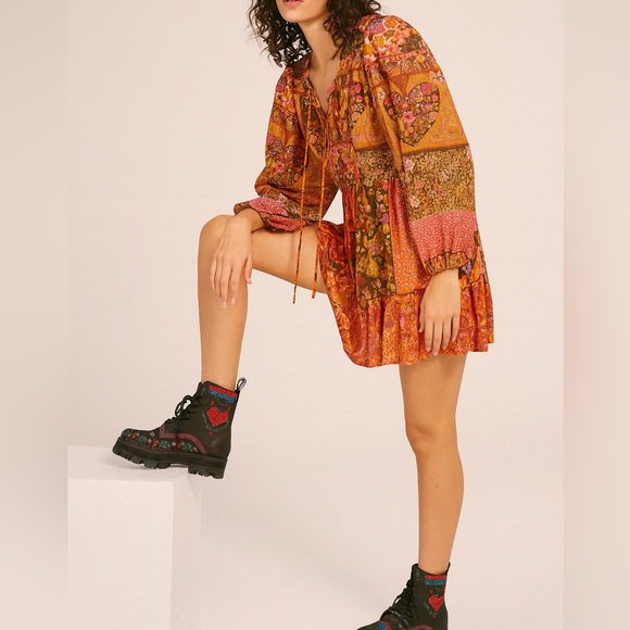 Farm Rio Black Mid Boots Heart Stitched Lace Up - Picture 2 of 16